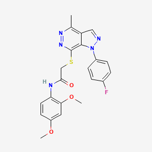 molecular formula C22H20FN5O3S B2501367 N-(2,4-二甲氧基苯基)-2-((1-(4-氟苯基)-4-甲基-1H-吡唑并[3,4-d]嘧啶-7-基)硫代)乙酰胺 CAS No. 1105201-98-6