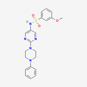 molecular formula C21H23N5O3S B2501368 3-methoxy-N-(2-(4-phenylpiperazin-1-yl)pyrimidin-5-yl)benzenesulfonamide CAS No. 1421510-14-6