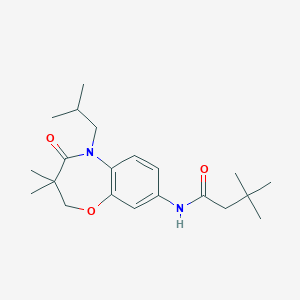 molecular formula C21H32N2O3 B2501369 N-(5-isobutyl-3,3-dimethyl-4-oxo-2,3,4,5-tetrahydrobenzo[b][1,4]oxazepin-8-yl)-3,3-dimethylbutanamide CAS No. 921834-70-0