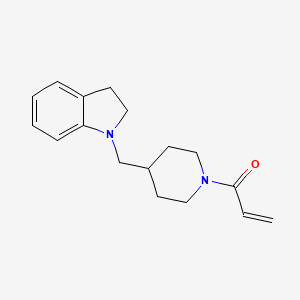 molecular formula C17H22N2O B2501376 1-[4-(2,3-Dihydroindol-1-ylmethyl)piperidin-1-yl]prop-2-en-1-one CAS No. 2175581-04-9