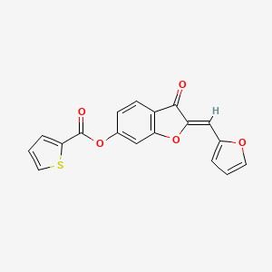 (Z)-2-(furan-2-ylmethylene)-3-oxo-2,3-dihydrobenzofuran-6-yl thiophene-2-carboxylate