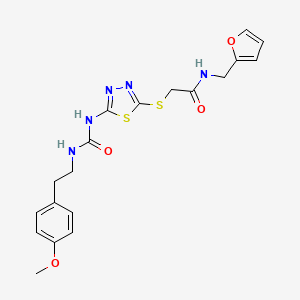 molecular formula C19H21N5O4S2 B2501419 N-(furan-2-ylmethyl)-2-((5-(3-(4-methoxyphenethyl)ureido)-1,3,4-thiadiazol-2-yl)thio)acetamide CAS No. 1171474-32-0