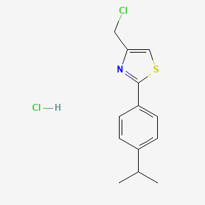 molecular formula C13H15Cl2NS B2501439 4-(Chloromethyl)-2-(4-isopropylphenyl)-1,3-thiazole hydrochloride CAS No. 1049790-37-5