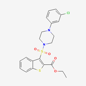 molecular formula C21H21ClN2O4S2 B2501447 Ethyl 3-{[4-(3-chlorophenyl)piperazin-1-yl]sulfonyl}-1-benzothiophene-2-carboxylate CAS No. 932520-29-1