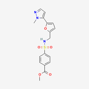 molecular formula C17H17N3O5S B2501473 methyl 4-({[5-(1-methyl-1H-pyrazol-5-yl)furan-2-yl]methyl}sulfamoyl)benzoate CAS No. 2415630-80-5