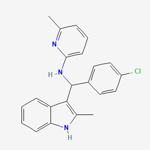 molecular formula C22H20ClN3 B2501475 N-[(4-chlorophenyl)(2-methyl-1H-indol-3-yl)methyl]-6-methylpyridin-2-amine CAS No. 618404-75-4