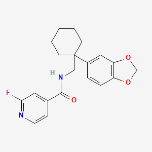 molecular formula C20H21FN2O3 B2501498 n-{[1-(1,3-Dioxaindan-5-yl)cyclohexyl]methyl}-2-fluoropyridine-4-carboxamide CAS No. 1808852-49-4