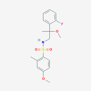 molecular formula C18H22FNO4S B2501502 N-(2-(2-fluorophenyl)-2-methoxypropyl)-4-methoxy-2-methylbenzenesulfonamide CAS No. 1705485-47-7