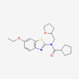 molecular formula C20H26N2O3S B2501524 N-(6-ethoxybenzo[d]thiazol-2-yl)-N-((tetrahydrofuran-2-yl)methyl)cyclopentanecarboxamide CAS No. 1169969-15-6