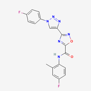 molecular formula C18H12F2N6O2 B2501527 N-(4-fluoro-2-methylphenyl)-3-[1-(4-fluorophenyl)-1H-1,2,3-triazol-4-yl]-1,2,4-oxadiazole-5-carboxamide CAS No. 1251556-98-5