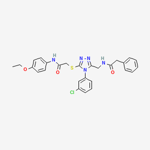 molecular formula C27H26ClN5O3S B2501528 2-{[4-(3-chlorophenyl)-5-[(2-phenylacetamido)methyl]-4H-1,2,4-triazol-3-yl]sulfanyl}-N-(4-ethoxyphenyl)acetamide CAS No. 391949-21-6