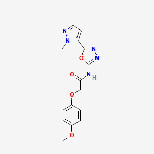 molecular formula C16H17N5O4 B2501529 N-(5-(1,3-dimethyl-1H-pyrazol-5-yl)-1,3,4-oxadiazol-2-yl)-2-(4-methoxyphenoxy)acetamide CAS No. 1172340-52-1