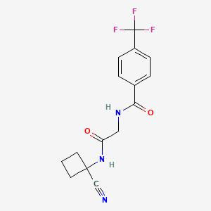 molecular formula C15H14F3N3O2 B2501542 N-(1-cyanocyclobutyl)-2-{[4-(trifluoromethyl)phenyl]formamido}acetamide CAS No. 1311688-93-3