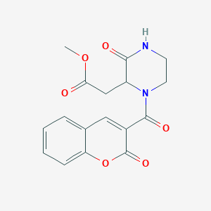 methyl 2-(3-oxo-1-(2-oxo-2H-chromene-3-carbonyl)piperazin-2-yl)acetate