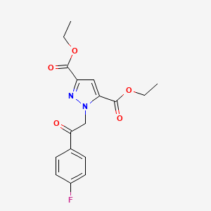 molecular formula C17H17FN2O5 B2501614 diethyl 1-[2-(4-fluorophenyl)-2-oxoethyl]-1H-pyrazole-3,5-dicarboxylate CAS No. 1923094-37-4
