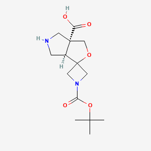 molecular formula C14H22N2O5 B2501636 rac-(3'aR,6'aR)-1-[(tert-butoxy)carbonyl]-hexahydrospiro[azetidine-3,1'-furo[3,4-c]pyrrole]-3'a-carboxylic acid CAS No. 2230799-67-2