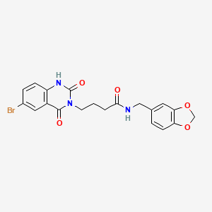 molecular formula C20H18BrN3O5 B2501655 N-(benzo[d][1,3]dioxol-5-ylmethyl)-4-(6-bromo-2,4-dioxo-1,2-dihydroquinazolin-3(4H)-yl)butanamide CAS No. 892285-29-9