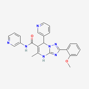 molecular formula C24H21N7O2 B2501681 2-(2-methoxyphenyl)-5-methyl-N,7-di(pyridin-3-yl)-4,7-dihydro-[1,2,4]triazolo[1,5-a]pyrimidine-6-carboxamide CAS No. 539798-30-6