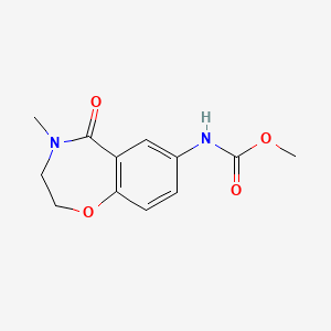 molecular formula C12H14N2O4 B2501698 Methyl (4-methyl-5-oxo-2,3,4,5-tetrahydrobenzo[f][1,4]oxazepin-7-yl)carbamate CAS No. 922000-91-7
