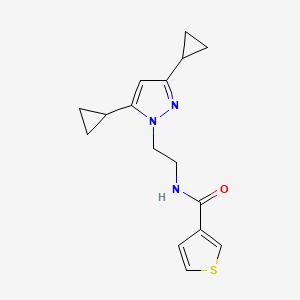 molecular formula C16H19N3OS B2501701 N-[2-(3,5-dicyclopropyl-1H-pyrazol-1-yl)ethyl]thiophene-3-carboxamide CAS No. 2309217-13-6