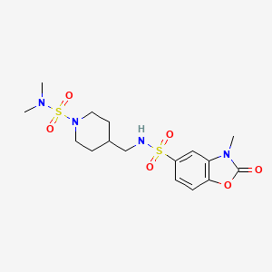 molecular formula C16H24N4O6S2 B2501706 N-{[1-(dimethylsulfamoyl)piperidin-4-yl]methyl}-3-methyl-2-oxo-2,3-dihydro-1,3-benzoxazole-5-sulfonamide CAS No. 2097919-77-0