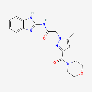 molecular formula C18H20N6O3 B2501709 N-(1H-1,3-benzodiazol-2-yl)-2-[5-methyl-3-(morpholine-4-carbonyl)-1H-pyrazol-1-yl]acetamide CAS No. 1170417-32-9