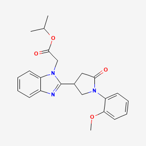 molecular formula C23H25N3O4 B2501756 isopropyl 2-(2-(1-(2-methoxyphenyl)-5-oxopyrrolidin-3-yl)-1H-benzo[d]imidazol-1-yl)acetate CAS No. 912897-71-3