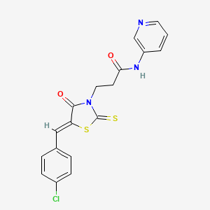 molecular formula C18H14ClN3O2S2 B2501804 3-[5-(4-Chloro-benzylidene)-4-oxo-2-thioxo-thiazolidin-3-yl]-N-pyridin-3-yl-propionamide CAS No. 301305-19-1