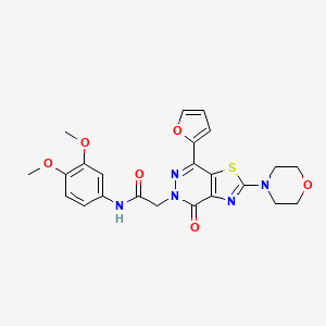 molecular formula C23H23N5O6S B2501846 N-(3,4-dimethoxyphenyl)-2-(7-(furan-2-yl)-2-morpholino-4-oxothiazolo[4,5-d]pyridazin-5(4H)-yl)acetamide CAS No. 1021020-35-8