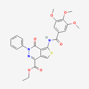 molecular formula C25H23N3O7S B2501856 ethyl 4-oxo-3-phenyl-5-(3,4,5-trimethoxybenzamido)-3H,4H-thieno[3,4-d]pyridazine-1-carboxylate CAS No. 851947-13-2