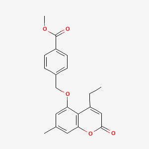 molecular formula C21H20O5 B2501900 methyl 4-{[(4-ethyl-7-methyl-2-oxo-2H-chromen-5-yl)oxy]methyl}benzoate CAS No. 690682-71-4