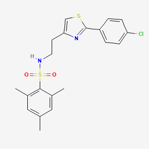 molecular formula C20H21ClN2O2S2 B2501918 N-{2-[2-(4-chlorophenyl)-1,3-thiazol-4-yl]ethyl}-2,4,6-trimethylbenzene-1-sulfonamide CAS No. 933018-81-6