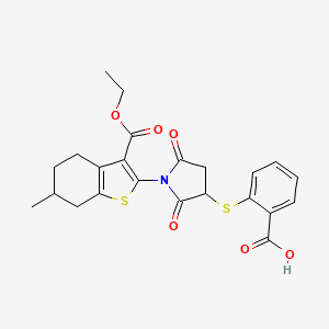 2-((1-(3-(Ethoxycarbonyl)-6-methyl-4,5,6,7-tetrahydrobenzo[b]thiophen-2-yl)-2,5-dioxopyrrolidin-3-yl)thio)benzoic acid