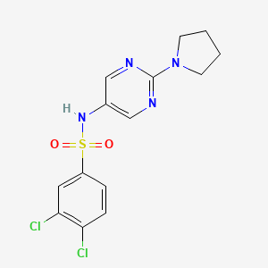 3,4-dichloro-N-(2-(pyrrolidin-1-yl)pyrimidin-5-yl)benzenesulfonamide