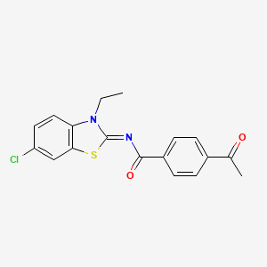 4-acetyl-N-(6-chloro-3-ethyl-1,3-benzothiazol-2-ylidene)benzamide