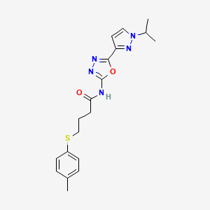 N-(5-(1-isopropyl-1H-pyrazol-3-yl)-1,3,4-oxadiazol-2-yl)-4-(p-tolylthio)butanamide