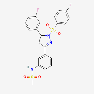 molecular formula C22H19F2N3O4S2 B2501963 N-(3-(5-(3-fluorophenyl)-1-((4-fluorophenyl)sulfonyl)-4,5-dihydro-1H-pyrazol-3-yl)phenyl)methanesulfonamide CAS No. 851782-46-2