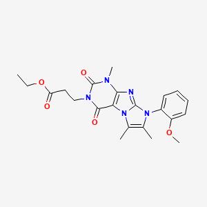 molecular formula C22H25N5O5 B2501982 ethyl 3-[8-(2-methoxyphenyl)-1,6,7-trimethyl-2,4-dioxo-1H,2H,3H,4H,8H-imidazo[1,2-g]purin-3-yl]propanoate CAS No. 887457-60-5