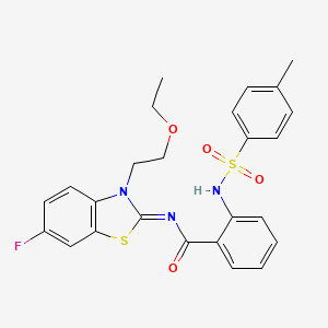 molecular formula C25H24FN3O4S2 B2501996 N-[(2Z)-3-(2-ethoxyethyl)-6-fluoro-2,3-dihydro-1,3-benzothiazol-2-ylidene]-2-(4-methylbenzenesulfonamido)benzamide CAS No. 865163-11-7