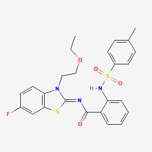 N-[3-(2-ethoxyethyl)-6-fluoro-1,3-benzothiazol-2-ylidene]-2-[(4-methylphenyl)sulfonylamino]benzamide