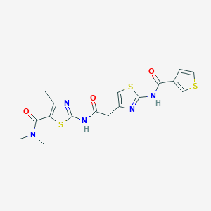 N,N,4-trimethyl-2-(2-(2-(thiophene-3-carboxamido)thiazol-4-yl)acetamido)thiazole-5-carboxamide
