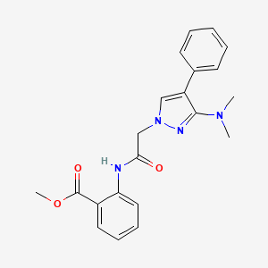 molecular formula C21H22N4O3 B2502003 methyl 2-(2-(3-(dimethylamino)-4-phenyl-1H-pyrazol-1-yl)acetamido)benzoate CAS No. 1286699-81-7