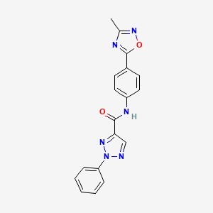 molecular formula C18H14N6O2 B2502004 N-(4-(3-methyl-1,2,4-oxadiazol-5-yl)phenyl)-2-phenyl-2H-1,2,3-triazole-4-carboxamide CAS No. 1226436-85-6