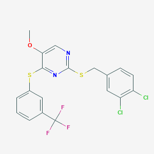 2-[(3,4-Dichlorobenzyl)sulfanyl]-5-methoxy-4-{[3-(trifluoromethyl)phenyl]sulfanyl}pyrimidine