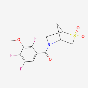 molecular formula C13H12F3NO4S B2502013 (2,2-Dioxido-2-thia-5-azabicyclo[2.2.1]heptan-5-yl)(2,4,5-trifluoro-3-methoxyphenyl)methanone CAS No. 2034457-02-6
