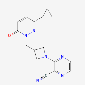 molecular formula C16H16N6O B2502016 3-{3-[(3-Cyclopropyl-6-oxo-1,6-dihydropyridazin-1-yl)methyl]azetidin-1-yl}pyrazine-2-carbonitrile CAS No. 2189434-19-1