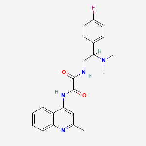 molecular formula C22H23FN4O2 B2502018 N'-[2-(dimethylamino)-2-(4-fluorophenyl)ethyl]-N-(2-methylquinolin-4-yl)ethanediamide CAS No. 941871-14-3