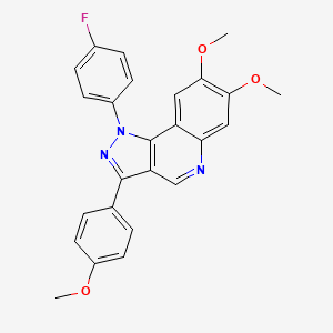 molecular formula C25H20FN3O3 B2502036 1-(4-fluorophenyl)-7,8-dimethoxy-3-(4-methoxyphenyl)-1H-pyrazolo[4,3-c]quinoline CAS No. 932280-65-4