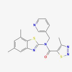 molecular formula C19H17N5OS2 B2502059 N-(5,7-dimethyl-1,3-benzothiazol-2-yl)-4-methyl-N-[(pyridin-3-yl)methyl]-1,2,3-thiadiazole-5-carboxamide CAS No. 1171024-68-2