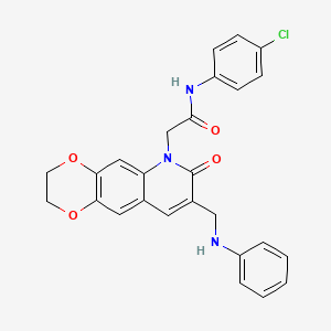 molecular formula C26H22ClN3O4 B2502068 N-(4-chlorophenyl)-2-{7-oxo-8-[(phenylamino)methyl]-2H,3H,6H,7H-[1,4]dioxino[2,3-g]quinolin-6-yl}acetamide CAS No. 894549-20-3
